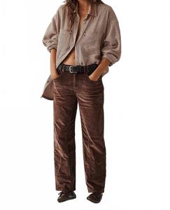 Брюки Risk Taker Cord с прямыми штанинами в цвете шоколадный трюфель Free People