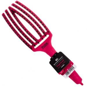 Розовая щетка для распутывания и массажа волос, щетина кабана, средняя Olivia Garden Finger Brush Amour Hot Pink