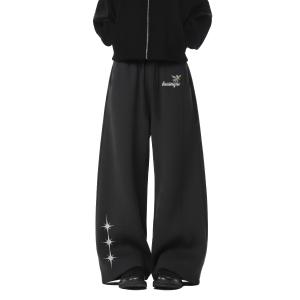 HUANQIU Повседневные брюки Unisex Dark Gray утепленные широкие