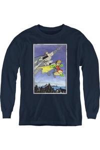 Футболка с длинным рукавом Batman Dkr Duo для подростков Gildan, темно-синий