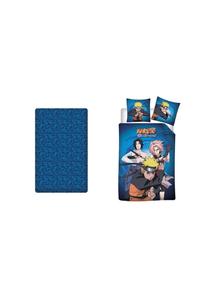 Синий комплект постельного белья Naruto с 1 пододеяльником (140x200 см), 1 наволочкой 63x63 см, простынёй 90x200 см и подзором 25 см