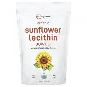 Micro Ingredients, Порошок органического подсолнечного лецитина, 454 г (1 фунт)