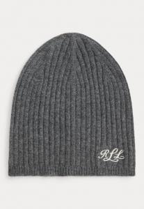 Шапка Lauren Ralph Lauren EMBROIDERED LOGO RIBBED CASHMERE BEANIE, Grey Onyx/Grey