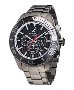 Мужские хронограф часы из нержавеющей стали серебристого цвета, 48mm Nautica