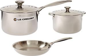 Набор посуды для приготовления Le Creuset Tri-Ply из нержавеющей стали, 5 предметов, серебристый