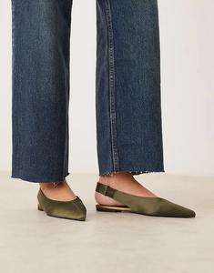 Балетки Linford с открытой пяткой ASOS DESIGN из зеленого атласа