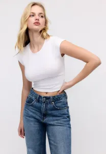 Облегающая укороченная базовая футболка Stradivarius, White