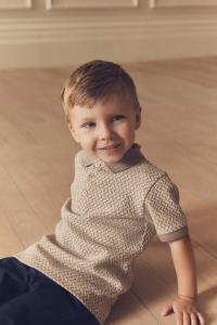 Текстурированная рубашка поло с коротким рукавом (3 мес 7 лет) Next, коричневый