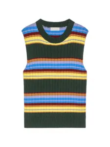 Жилет в полоску без рукавов Dries Van Noten, зеленый