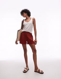 Льняные шорты ARKET с затягивающейся талией, цвет: ярко-оранжевый