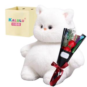 Мягкий и милый плюшевый котенок Meowth Cub, пухленькая кошачья игрушка, высота 37см Click, белый