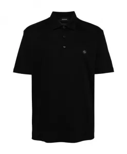 Мерсеризованная рубашка-поло с монограммой по краю Hugo, черный