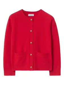 Кардиган с нашивками на локтях Burberry Kids, красный
