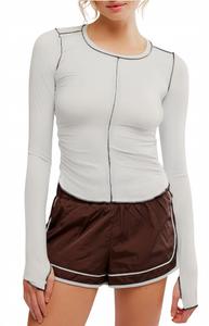 Топ с длинным рукавом Right On Run в цвете арктический снег Free People, Artic Snow