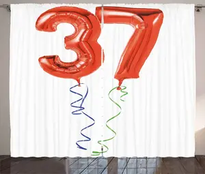 Штора для спальни ABAKUHAUS "День рождения в деревенском стиле", "Девочка постарше устраивает вечеринку", присборенная, с петлями и крючками, 280 x 225 см, цвет "Белый красный" Abakuhaus