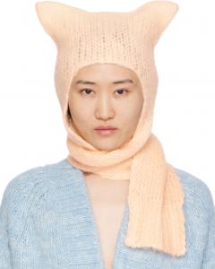 Розовая шапка-шарф из выцветшего мохера Maison Margiela