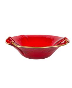 Небольшая праздничная стеклянная миска с волнистым краем VIETRI, красный