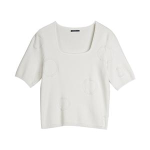 Трикотаж Women's Square Collar Moderate Others ELLE, экрю