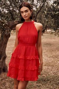 Платье мини Lily Rose с воротником-хомутом Forever New, красный