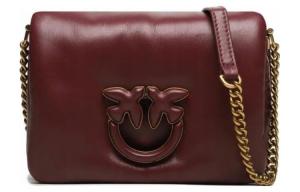 PINKO Дамская кожаная сумка-кроссбоди бордового цвета