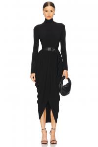 Платье-Водолазка с длинными рукавами и воротником-водопадом Norma Kamali, черный