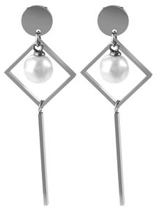 Adeliás Женские серьги - Серьги-гвоздики из нержавеющей стали с жемчужиной в серебряном исполнении