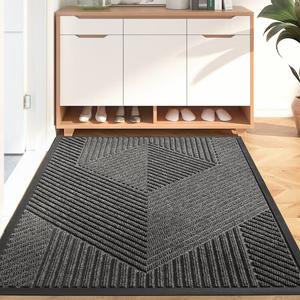 Dajiang Ковер 60x90 см для прихожей, грязеотталкивающий, саммоющийся, нескользящий, Tango-Black Gray