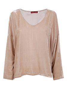 Бархатный топ с V-образным вырезом Bianco Levrin, нейтральный