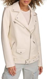 Женская мотоциклетная куртка Levi's свободного кроя из искусственной кожи с поясом (стандартные и большие размеры), Oyster