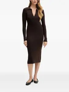 Платье миди в рубчик с V-образным вырезом Mc2 Saint Barth, коричневый