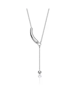 Минималистичное изогнутое Y-образное ожерелье с покрытием из белого золота Genevive, white