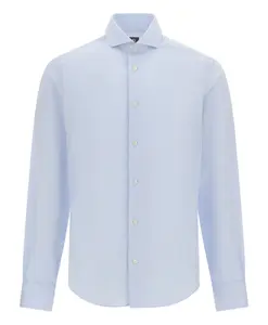 Не требующая глажки, приталенная полосатая хлопковая рубашка Boggi Milano, синий