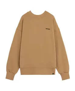 Пуловер с длинными рукавами и круглым вырезом и логотипом Barrow, коричневый