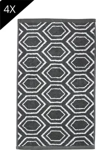 Done. Комплект полотенец "Этно", (комплект, 4 шт., 4 гостевых полотенца (30х50 см), гостевые полотенца, жаккардовая ткань, современный узор) (4 шт.), антрацит/белый