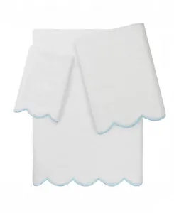 Набор из 3 полотенец Adornia Scallop Cotton Linum Home, белый/синий