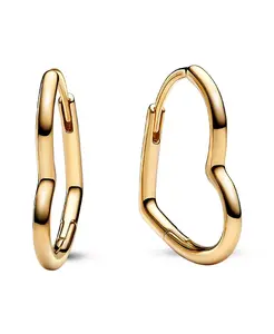 Асимметричные серьги-кольца в форме сердца, покрытые 14-каратным золотом Pandora, gold