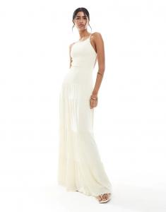 Платье макси WeWoreWhat с заниженной талией и сборками цвета слоновой кости