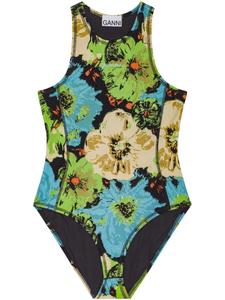 GANNI боди с цветочным принтом, синий