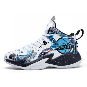 Баскетбольные кроссовки с высоким берцем, устойчивые к износу и скольжению, унисекс GQWE, White And Black Moon