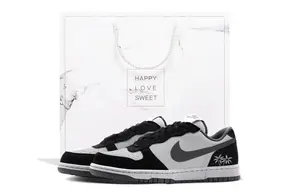 Nike Кроссовки для скейтбординга Big Genuine Leather низкие, унисекс, черные, с усиленной амортизацией и защитой от истирания