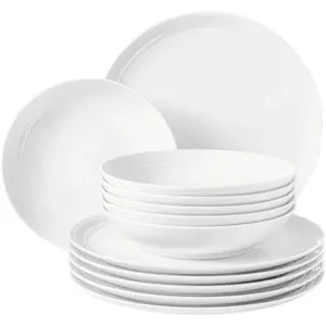 Столовый сервиз Seltmann Weiden «Набор посуды Terra» (набор, 12 предметов, 6 обеденных тарелок около 27,5 см) 6 суповых тарелок круглые 22,5 см), посуда, набор тарелок, белый, производство Германия, 12 предметов, на 6 человек