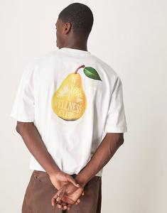 Футболка свободного кроя ASOS DESIGN белого цвета с изображением фруктов