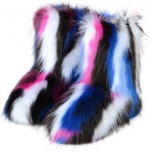 Женские зимние сапоги средней длины ZQW с пушистой меховой отделкой, доступные для широкой стопы, в нескольких ярких однотонных цветах, удобные с толстой подошвой, Black&Pink