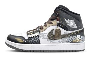 Jordan Кроссовки Air 1 Mid top Vintage Basketball Shoes Men's Black Gold