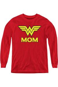 Футболка с длинным рукавом Dco Wonder Woman Mom Youth Gildan, красный
