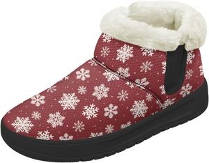 Рождественские снежные ботинки Forchrinse для женщин и мужчин, зимние теплые ботильоны, удобные, с легким надеванием, походные ботинки, рождественская обувь, Christmas Snowflakes