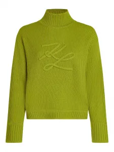 Свитер с вышитым логотипом KARL LAGERFELD, зеленый