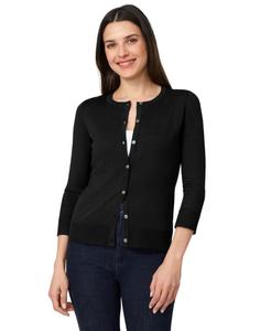 Женский кардиган с круглым вырезом и застежкой на пуговицы, размеры PXS-XL Melissa Paige, Jet Black
