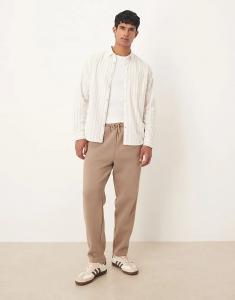 Свободные зауженные книзу брюки-джоггеры ASOS DESIGN бежевого цвета