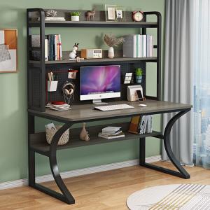 Компьютерный стол Xinmeikai 80x60 см с полками и перфорированной панелью, черный каркас + Mani gray